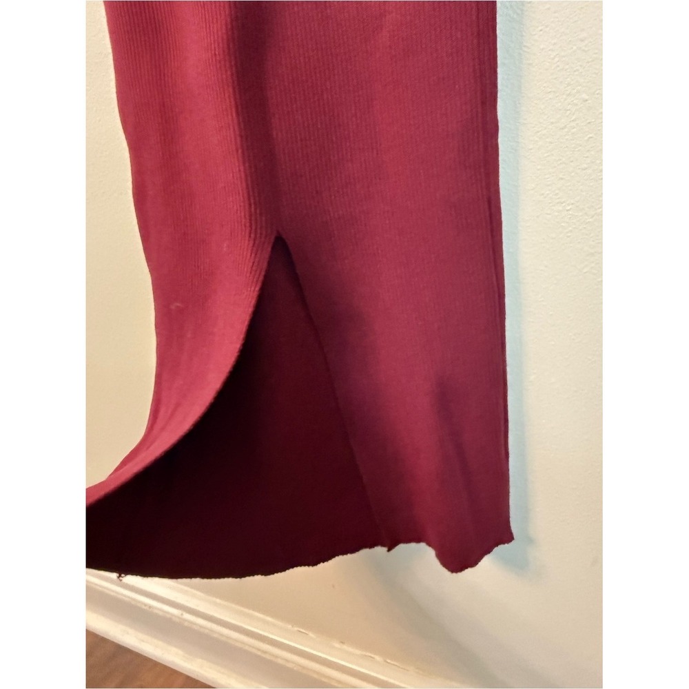 Petal & Pup Wine Ribbed Knit Twist Front Maxi Dress Bodycon - Picture 9 of 11